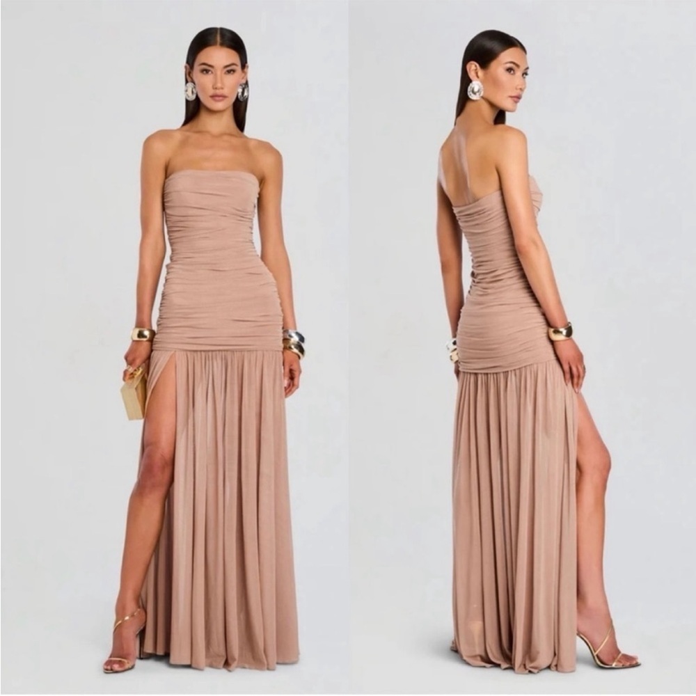 Retrofete Adele Ruched Strapless Maxi Dress